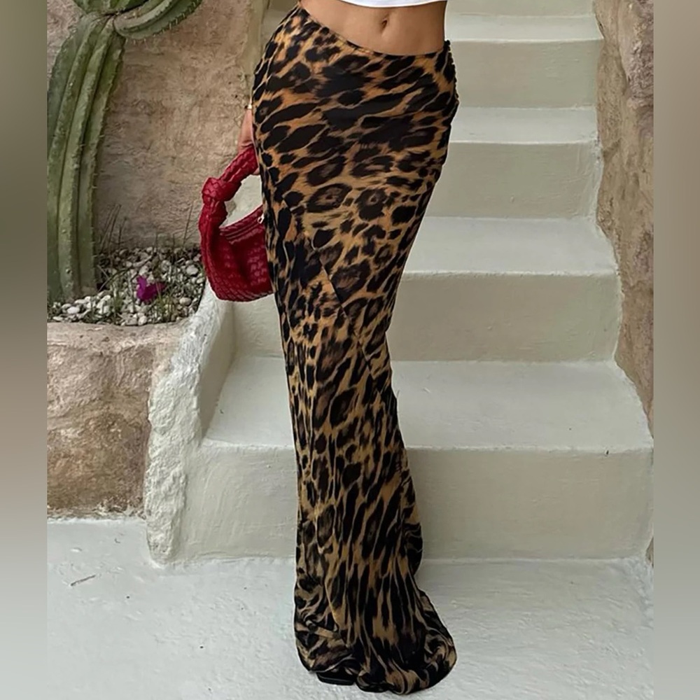 Commense Leopard Print Maxi Skirt- NWT